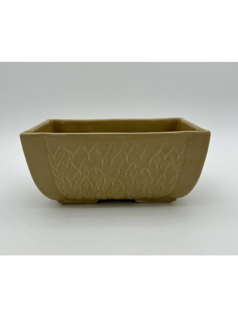 Vintage Hull Pottery #76-Rectangular Ceramic Planter-Goldish Tan-Leaf Pattern